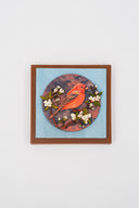 Set of 3 Small Wall Frames 7x7 | Crimson Blossom, Blue Bloom & Golden Perch Combo