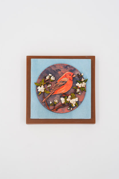 Set of 3 Small Wall Frames 7x7 | Crimson Blossom, Blue Bloom & Golden Perch Combo