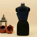 Blue Mashru Sleeveless Blouse | Craftroots