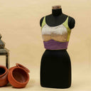 Purple & Green Mashru Sleeveless Blouse | Craftroots