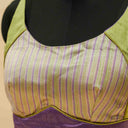 Purple & Green Mashru Sleeveless Blouse | Craftroots