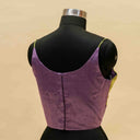 Purple & Green Mashru Sleeveless Blouse | Craftroots