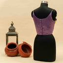 Purple & Green Mashru Sleeveless Blouse | Craftroots