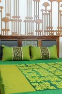 Multi Green Patch Applique Cotton Bedsheet Set | Craftroots