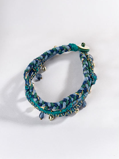 3 Layer Buho Blue Anklet