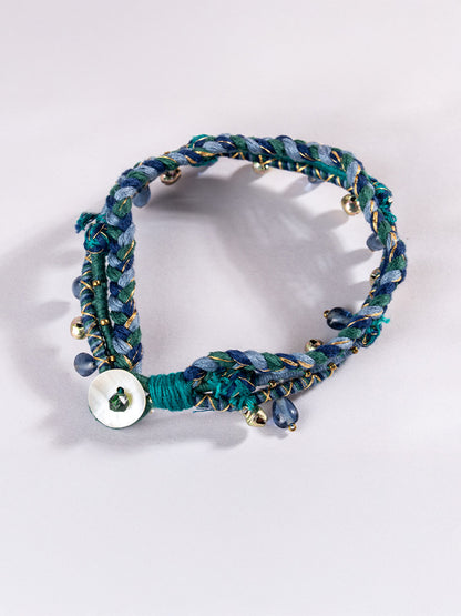 3 Layer Buho Blue Anklet