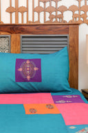 Multi Peach Aari & Hand Work 9 Block Cotton Bedsheet Set | Craftroots