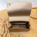 Ivory Triangular Wave Rabari Sling Bag with Mirror, Shell & Bead Handwork