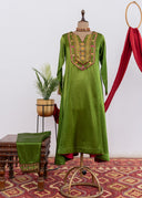 White Chanderi Silk Navratri Lehenga With Handwoven Mashru Stripes & Original Lumpi Border