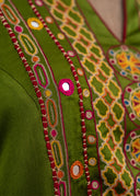White Chanderi Silk Navratri Lehenga With Handwoven Mashru Stripes & Original Lumpi Border