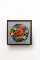 3D Crimson Blossom 7x7 Handpainted Decorative Wall Frame