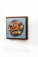 3D Crimson Blossom 7x7 Handpainted Decorative Wall Frame