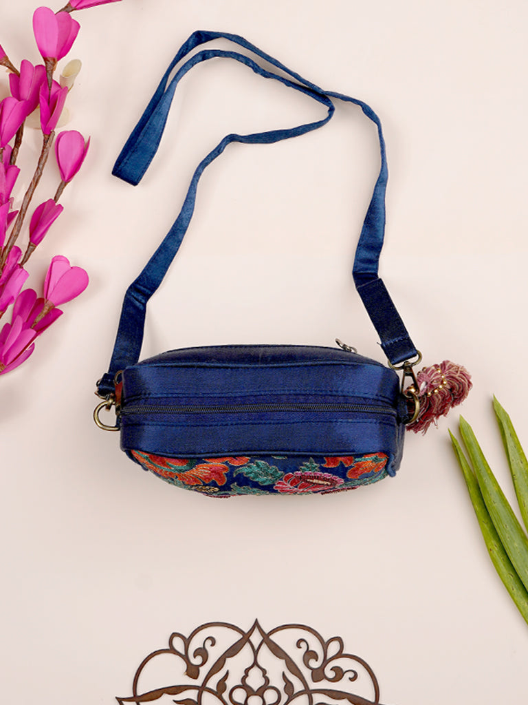 Blue Blooming Flower Sling Bag