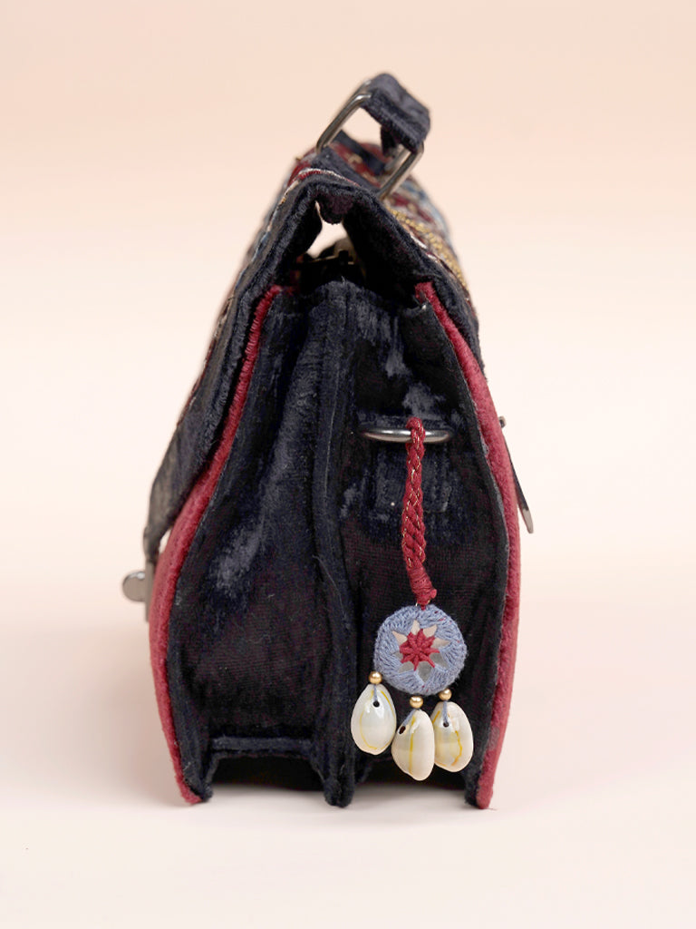 Ajrakh With Zardosi Flap Sling Bag