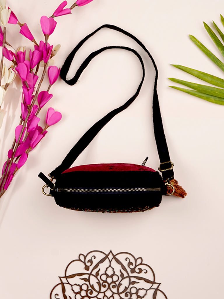 Ajrakh With Zardosi Flap Sling Bag
