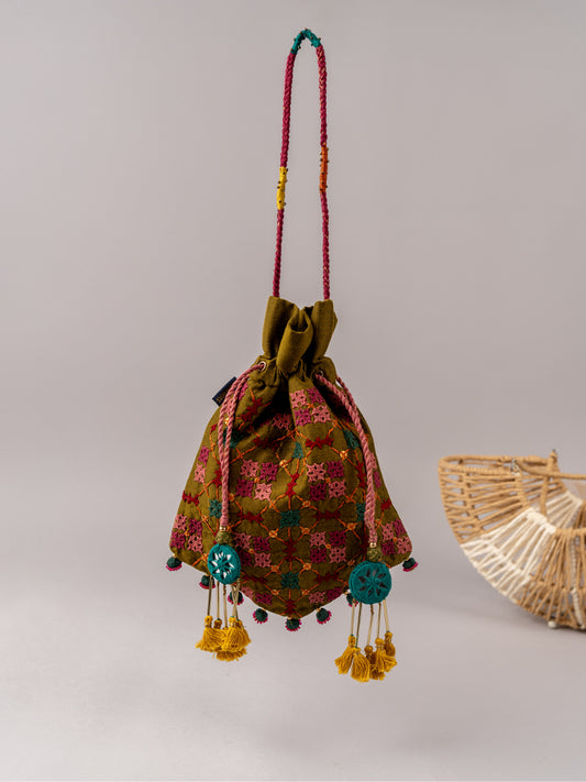 Green Triangular Rabari Potli