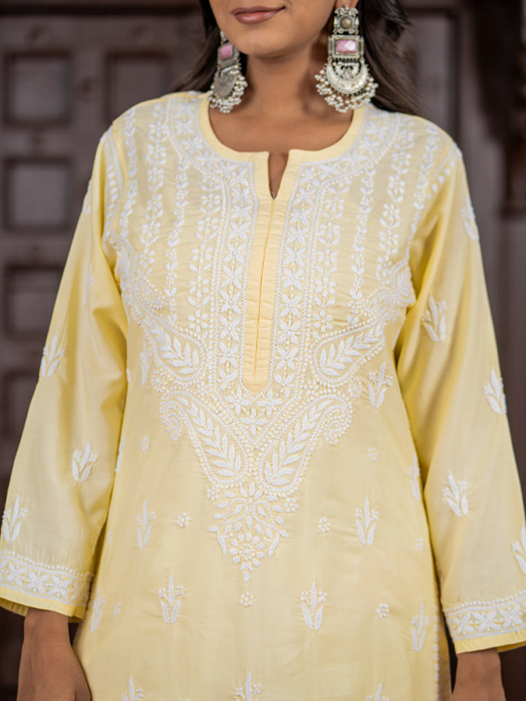 Light Yellow Chikankari Kurta