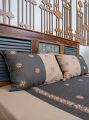 Grey Beige Floral Bedsheet Set