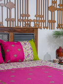 Pink Floral Border Printed Bed Sheet Set