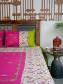 Pink Floral Border Printed Bed Sheet Set