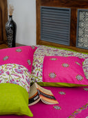 Pink Floral Border Printed Bed Sheet Set