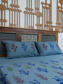 Blue Block Print Cotton Bedsheet Set