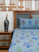 Blue Block Print Cotton Bedsheet Set