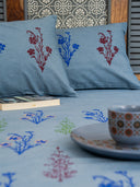 Blue Block Print Cotton Bedsheet Set