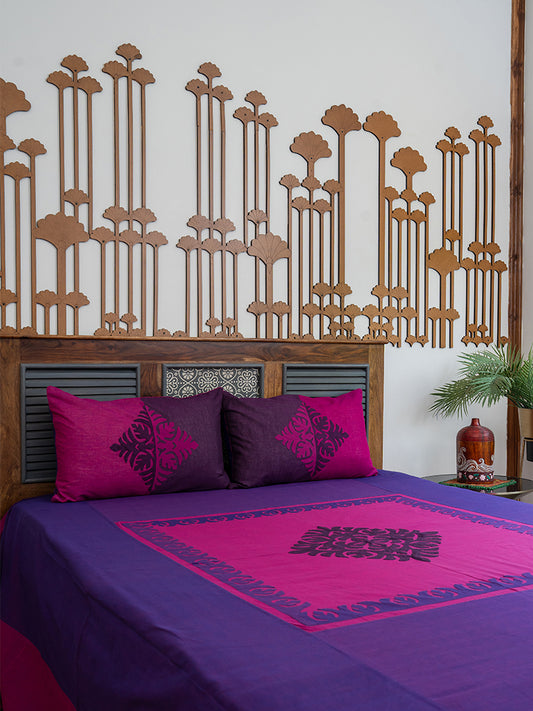 Pink & Purple Applique Bedsheet Set