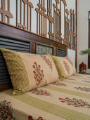 Yellow Block Print Cotton Bedsheet Set