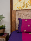 Pink Purple Aari Circular Butta Bedsheet Set
