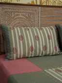 Peach Mint Dazy Floral Bedsheet Set