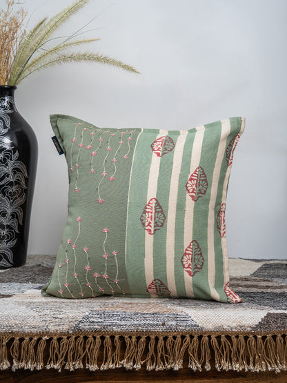 Peach & Mint Daisy Handcrafted Cushion Cover