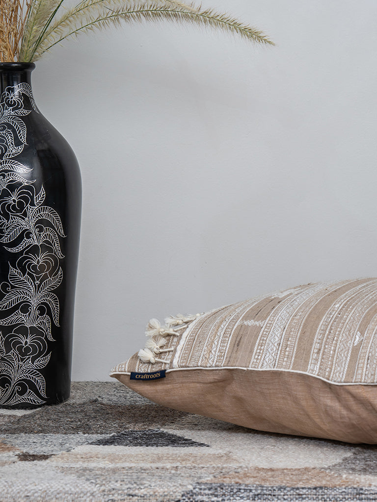 Ivory Wool Bhujodi Cushion Cover