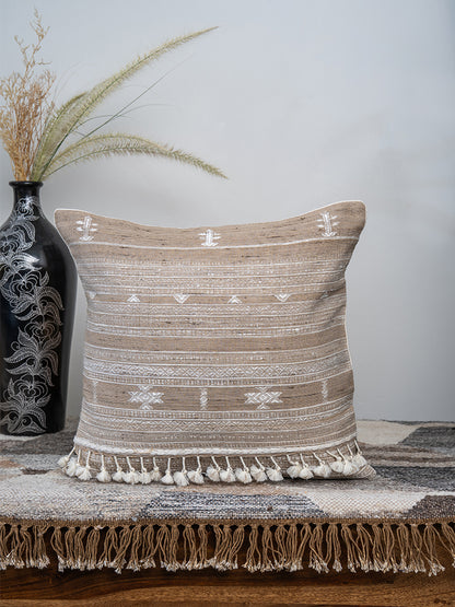 Ivory Wool Bhujodi Cushion Cover