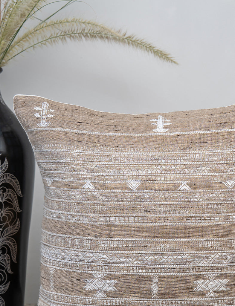 Ivory Wool Bhujodi Cushion Cover