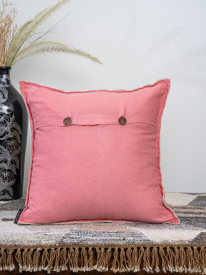 Block Printed Peach & Mint Daisy Cushion Cover