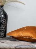 Hand-Embroidered Rabari Rust Cushion Cover