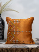 Hand-Embroidered Rabari Rust Cushion Cover