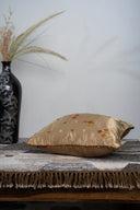 Ivory Gaji Silk Hand-Embroidered Cushion Cover