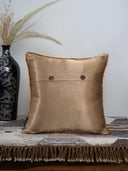 Ivory Gaji Silk Hand-Embroidered Cushion Cover