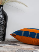 Blue-Rust Bhujodi Tucks Cushion Cover