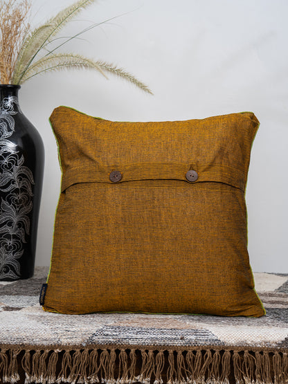 Handcrafted Applique Mustard Cushion Cover