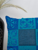 Multi Patch Blue Applique Cushion Cover