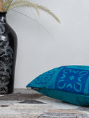 Blue Hand-Cut Applique Cushion Cover