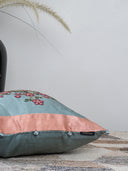 Handcrafted Gaji Silk Floral Cushion Cover