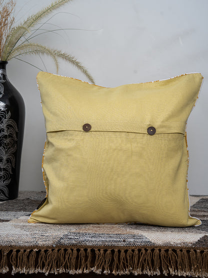 Yellow Floral Cotton Cushion Cover