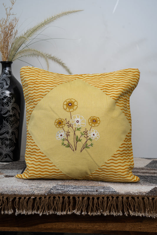 Aari Hand-Embroidered Floral Cushion Cover