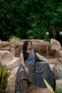 Contemporary Ajrakh Modal Saree With Crafted Tassels