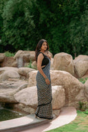 Contemporary Ajrakh Modal Saree With Crafted Tassels